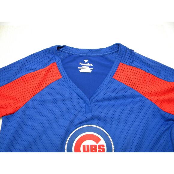 Fanatics Women's Chicago Blue Red Cubs Baseball Jersey Shirt Size XL‎ MLB USA - Picture 2 of 6